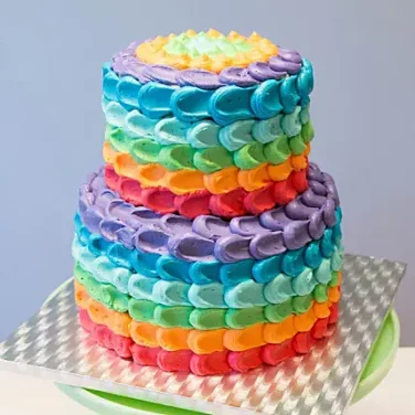 Happy Birthday multi layer cake. With purple... - Stock Photo [93534177] -  PIXTA