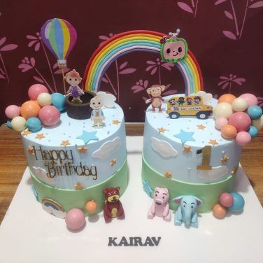 Coo-Coo Train Cake - Twin Boys 1st Birthday - Decorated - CakesDecor